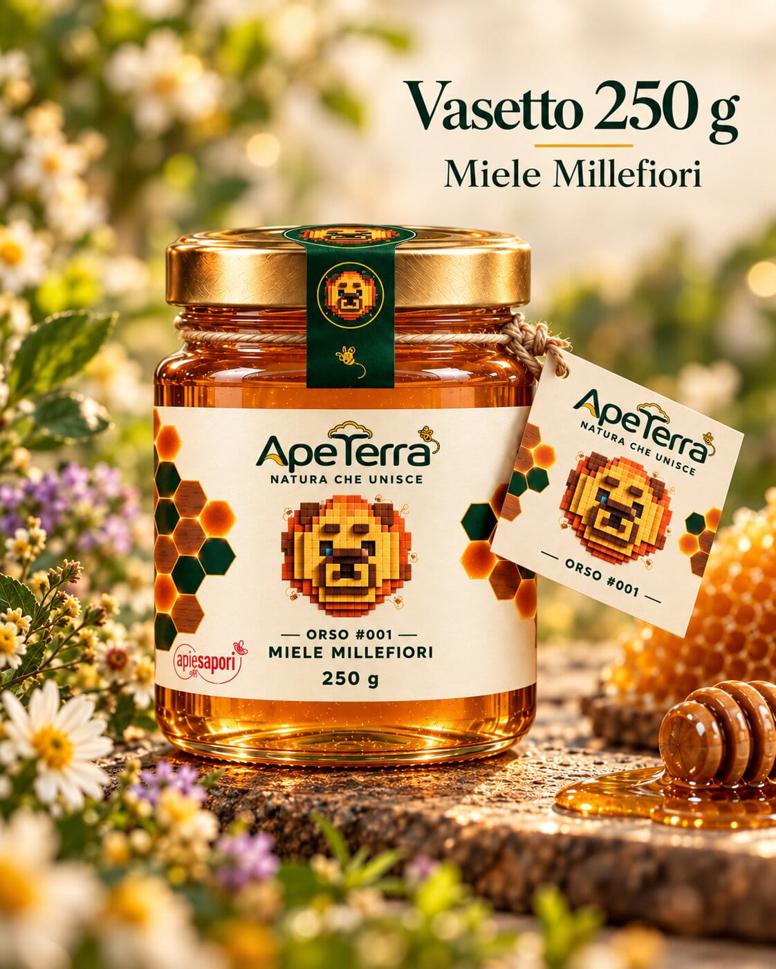 Vasetto ApeTerra da 250 g di miele millefiori