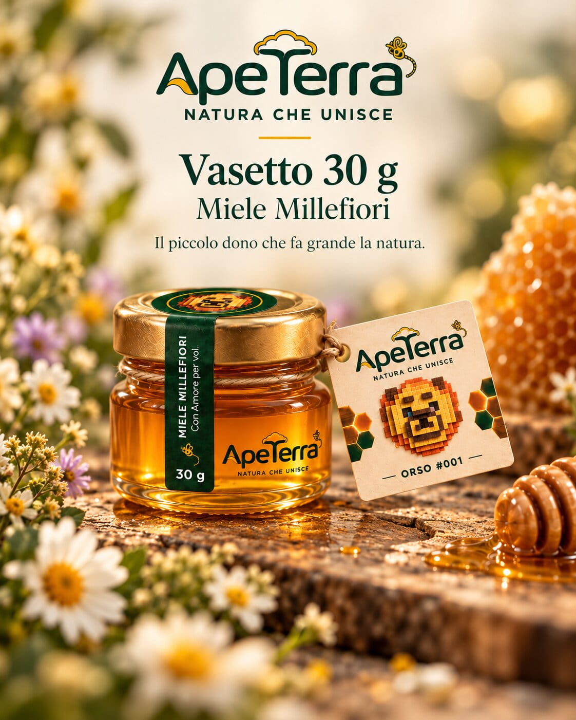 Vasetto ApeTerra da 30 g di miele millefiori