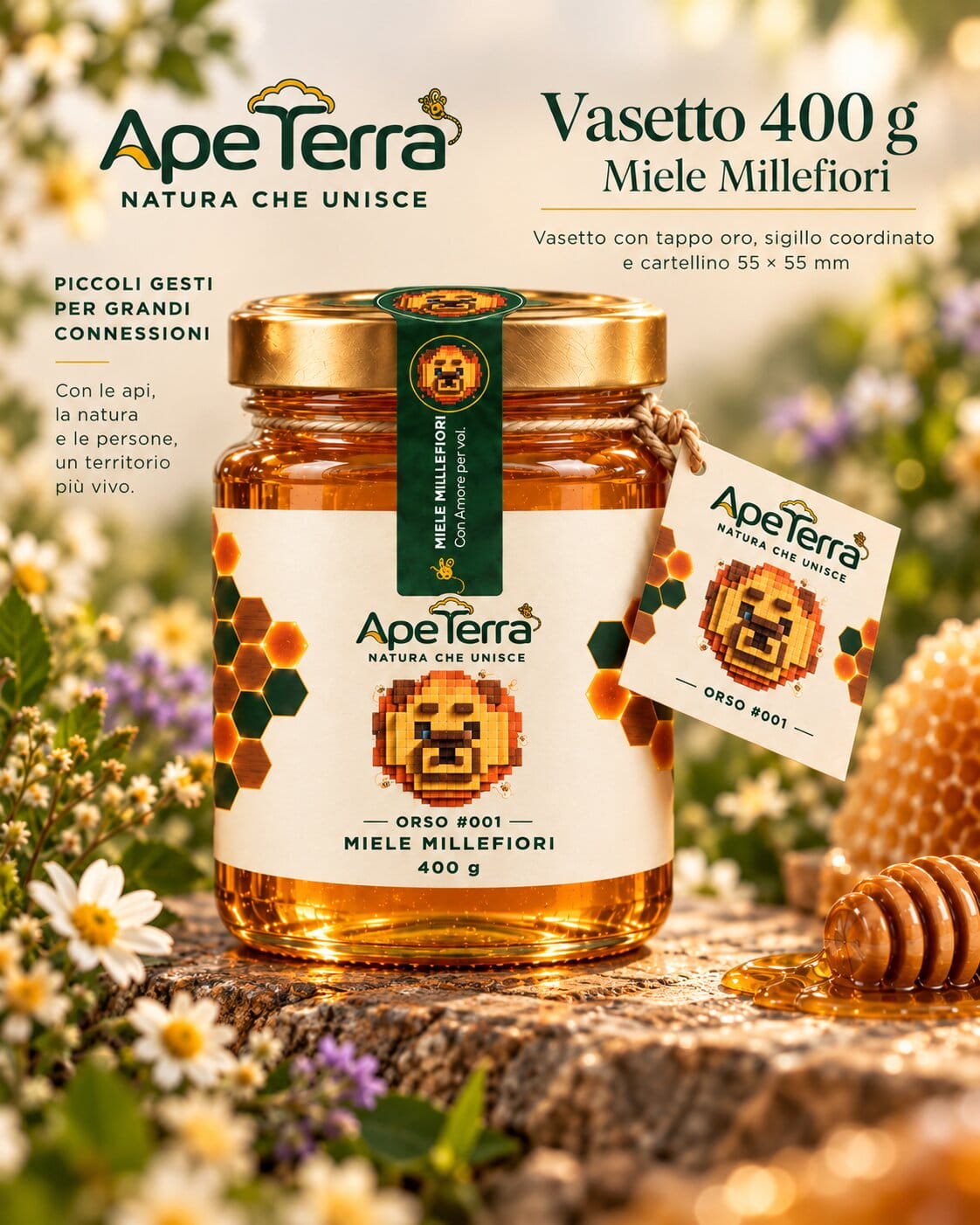 Vasetto ApeTerra da 400 g di miele millefiori